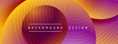 Gölgeli gradyan daireler. Vektör tekno soyut arka plan. Modern üstüste bindirme formları duvar kağıdı arkaplanı, tasarım şablonu