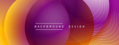 Gölgeli gradyan daireler. Vektör tekno soyut arka plan. Modern üstüste bindirme formları duvar kağıdı arkaplanı, tasarım şablonu