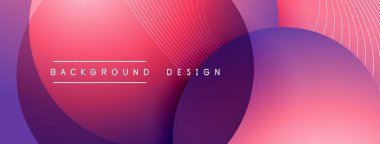 Gölgeli gradyan daireler. Vektör tekno soyut arka plan. Modern üstüste bindirme formları duvar kağıdı arkaplanı, tasarım şablonu