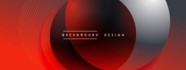 Gölgeli gradyan daireler. Vektör tekno soyut arka plan. Modern üstüste bindirme formları duvar kağıdı arkaplanı, tasarım şablonu