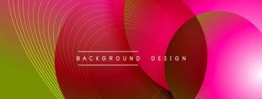 Gölgeli gradyan daireler. Vektör tekno soyut arka plan. Modern üstüste bindirme formları duvar kağıdı arkaplanı, tasarım şablonu