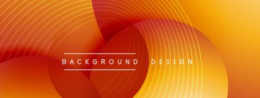 Gölgeli gradyan daireler. Vektör tekno soyut arka plan. Modern üstüste bindirme formları duvar kağıdı arkaplanı, tasarım şablonu