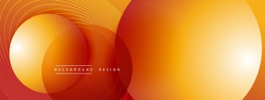 Gölgeli gradyan daireler. Vektör tekno soyut arka plan. Modern üstüste bindirme formları duvar kağıdı arkaplanı, tasarım şablonu