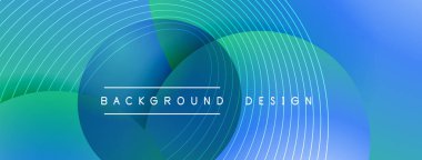 Gölgeli gradyan daireler. Vektör tekno soyut arka plan. Modern üstüste bindirme formları duvar kağıdı arkaplanı, tasarım şablonu