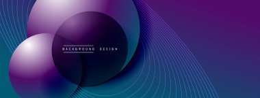 Gölgeli gradyan daireler. Vektör tekno soyut arka plan. Modern üstüste bindirme formları duvar kağıdı arkaplanı, tasarım şablonu