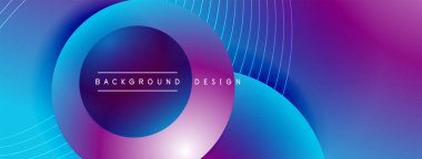 Gölgeli gradyan daireler. Vektör tekno soyut arka plan. Modern üstüste bindirme formları duvar kağıdı arkaplanı, tasarım şablonu