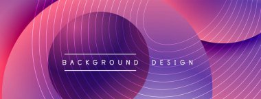 Gölgeli gradyan daireler. Vektör tekno soyut arka plan. Modern üstüste bindirme formları duvar kağıdı arkaplanı, tasarım şablonu