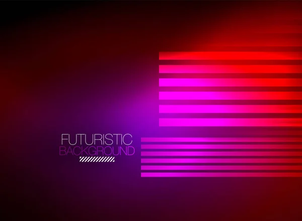 Bright neon color techno abstract background, shiny glowing neon lines in the dark background — Stock Vector