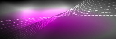 Parlak ışık dalga çizgisi parçacıkları olan parlak bir arkaplan. Duvar kağıdı arkaplanı, iş ve teknoloji sunumları için tasarım şablonları, İnternet posterleri veya web broşürü kapakları