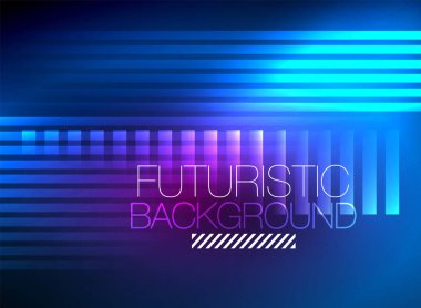 Parlak neon rengi tekno soyut arkaplan, koyu arkaplanda parlak neon çizgiler