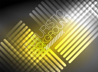 Parlak neon rengi tekno soyut arkaplan, koyu arkaplanda parlak neon çizgiler