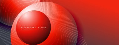 Gölgeli gradyan daireler. Vektör tekno soyut arka plan. Modern üstüste bindirme formları duvar kağıdı arkaplanı, tasarım şablonu