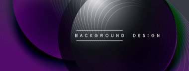 Gölgeli gradyan daireler. Vektör tekno soyut arka plan. Modern üstüste bindirme formları duvar kağıdı arkaplanı, tasarım şablonu