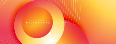 Gölgeli gradyan daireler. Vektör tekno soyut arka plan. Modern üstüste bindirme formları duvar kağıdı arkaplanı, tasarım şablonu