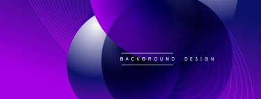 Gölgeli gradyan daireler. Vektör tekno soyut arka plan. Modern üstüste bindirme formları duvar kağıdı arkaplanı, tasarım şablonu