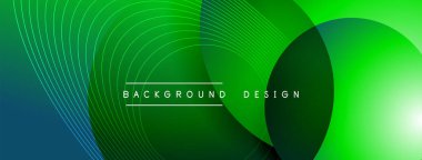 Gölgeli gradyan daireler. Vektör tekno soyut arka plan. Modern üstüste bindirme formları duvar kağıdı arkaplanı, tasarım şablonu