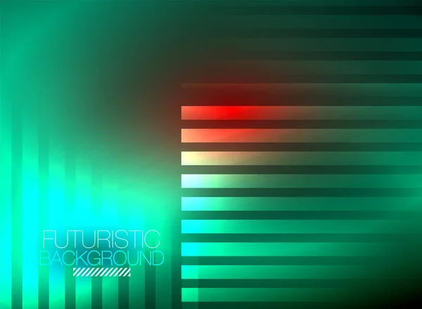 Leuchtende Neon-Farbe Techno abstrakten Hintergrund, glänzende leuchtende Neon-Linien im dunklen Hintergrund — Stockvektor