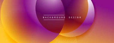 Gölgeli gradyan daireler. Vektör tekno soyut arka plan. Modern üstüste bindirme formları duvar kağıdı arkaplanı, tasarım şablonu