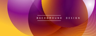 Gölgeli gradyan daireler. Vektör tekno soyut arka plan. Modern üstüste bindirme formları duvar kağıdı arkaplanı, tasarım şablonu