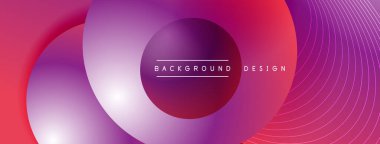 Gölgeli gradyan daireler. Vektör tekno soyut arka plan. Modern üstüste bindirme formları duvar kağıdı arkaplanı, tasarım şablonu