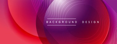 Gölgeli gradyan daireler. Vektör tekno soyut arka plan. Modern üstüste bindirme formları duvar kağıdı arkaplanı, tasarım şablonu