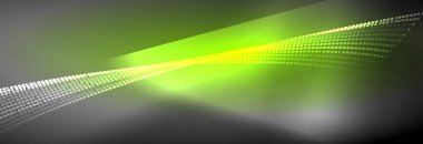 Parlak ışık dalga çizgisi parçacıkları olan parlak bir arkaplan. Duvar kağıdı arkaplanı, iş ve teknoloji sunumları için tasarım şablonları, İnternet posterleri veya web broşürü kapakları