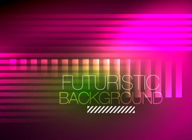 Parlak neon rengi tekno soyut arkaplan, koyu arkaplanda parlak neon çizgiler