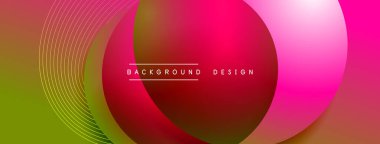 Gölgeli gradyan daireler. Vektör tekno soyut arka plan. Modern üstüste bindirme formları duvar kağıdı arkaplanı, tasarım şablonu