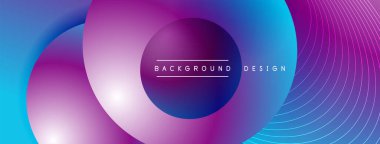 Gölgeli gradyan daireler. Vektör tekno soyut arka plan. Modern üstüste bindirme formları duvar kağıdı arkaplanı, tasarım şablonu