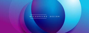 Gölgeli gradyan daireler. Vektör tekno soyut arka plan. Modern üstüste bindirme formları duvar kağıdı arkaplanı, tasarım şablonu