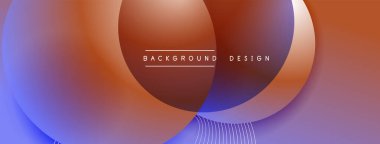 Gölgeli gradyan daireler. Vektör tekno soyut arka plan. Modern üstüste bindirme formları duvar kağıdı arkaplanı, tasarım şablonu