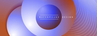 Gölgeli gradyan daireler. Vektör tekno soyut arka plan. Modern üstüste bindirme formları duvar kağıdı arkaplanı, tasarım şablonu