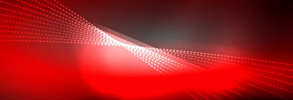 Neon glanzende kleur achtergrond met licht gloeiende golflijn deeltjes. Achtergronden van behang, ontwerpsjablonen voor zakelijke of technologische presentaties, internetposters of omslagen van webbrochures — Stockvector