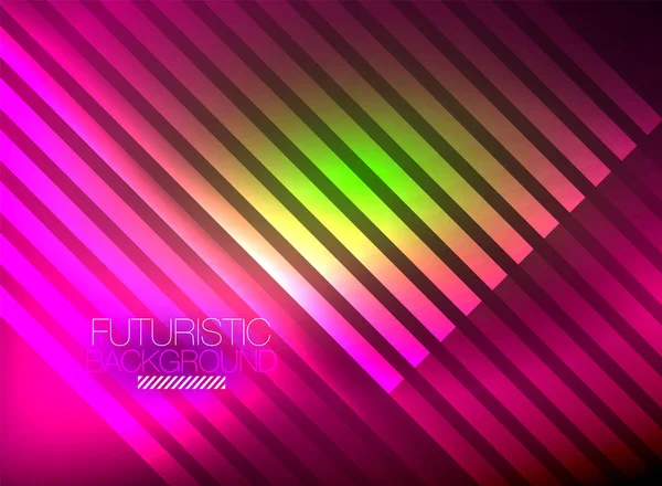 Bright neon color techno abstract background, shiny glowing neon lines in the dark background — Stock Vector