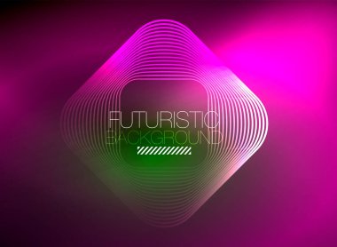 Neon rengi kare çizgileri soyut arkaplan. Parlak sihirli enerji ve hareket konsepti, vektör soyut duvar kağıdı arkaplanı