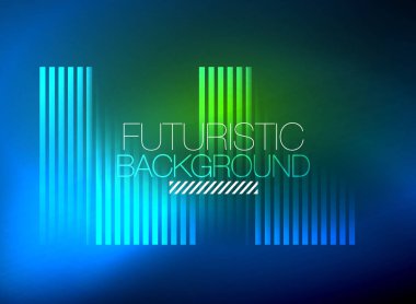 Parlak neon rengi tekno soyut arkaplan, koyu arkaplanda parlak neon çizgiler