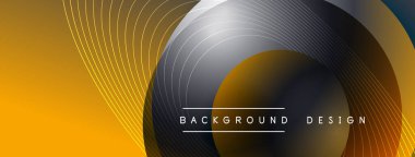 Gölgeli gradyan daireler. Vektör tekno soyut arka plan. Modern üstüste bindirme formları duvar kağıdı arkaplanı, tasarım şablonu