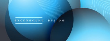 Gölgeli gradyan daireler. Vektör tekno soyut arka plan. Modern üstüste bindirme formları duvar kağıdı arkaplanı, tasarım şablonu