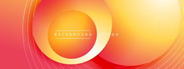 Gölgeli gradyan daireler. Vektör tekno soyut arka plan. Modern üstüste bindirme formları duvar kağıdı arkaplanı, tasarım şablonu