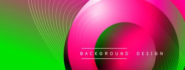 Gölgeli gradyan daireler. Vektör tekno soyut arka plan. Modern üstüste bindirme formları duvar kağıdı arkaplanı, tasarım şablonu