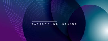 Gölgeli gradyan daireler. Vektör tekno soyut arka plan. Modern üstüste bindirme formları duvar kağıdı arkaplanı, tasarım şablonu