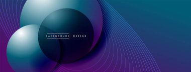 Gölgeli gradyan daireler. Vektör tekno soyut arka plan. Modern üstüste bindirme formları duvar kağıdı arkaplanı, tasarım şablonu