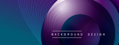 Gölgeli gradyan daireler. Vektör tekno soyut arka plan. Modern üstüste bindirme formları duvar kağıdı arkaplanı, tasarım şablonu