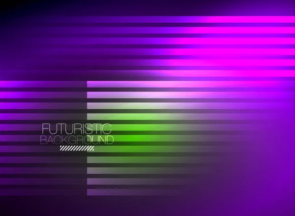 Jasné neonové barvy techno abstraktní pozadí, lesklé zářící neonové čáry v tmavém pozadí — Stockový vektor