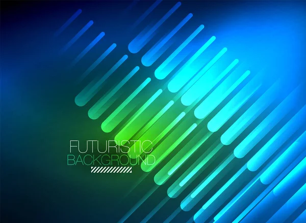 Bright neon color techno abstract background, shiny glowing neon lines in the dark background — Stock Vector