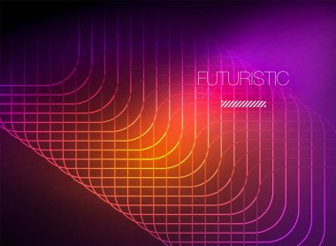 Neon rengi kare çizgileri soyut arkaplan. Parlak sihirli enerji ve hareket konsepti, vektör soyut duvar kağıdı arkaplanı