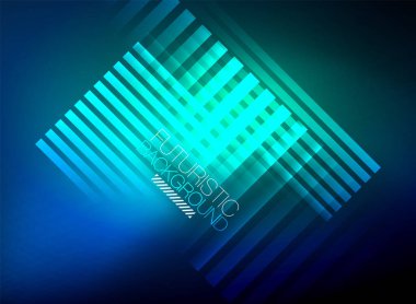 Parlak neon rengi tekno soyut arkaplan, koyu arkaplanda parlak neon çizgiler