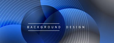 Gölgeli gradyan daireler. Vektör tekno soyut arka plan. Modern üstüste bindirme formları duvar kağıdı arkaplanı, tasarım şablonu