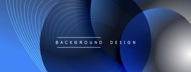 Gölgeli gradyan daireler. Vektör tekno soyut arka plan. Modern üstüste bindirme formları duvar kağıdı arkaplanı, tasarım şablonu