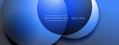 Gölgeli gradyan daireler. Vektör tekno soyut arka plan. Modern üstüste bindirme formları duvar kağıdı arkaplanı, tasarım şablonu